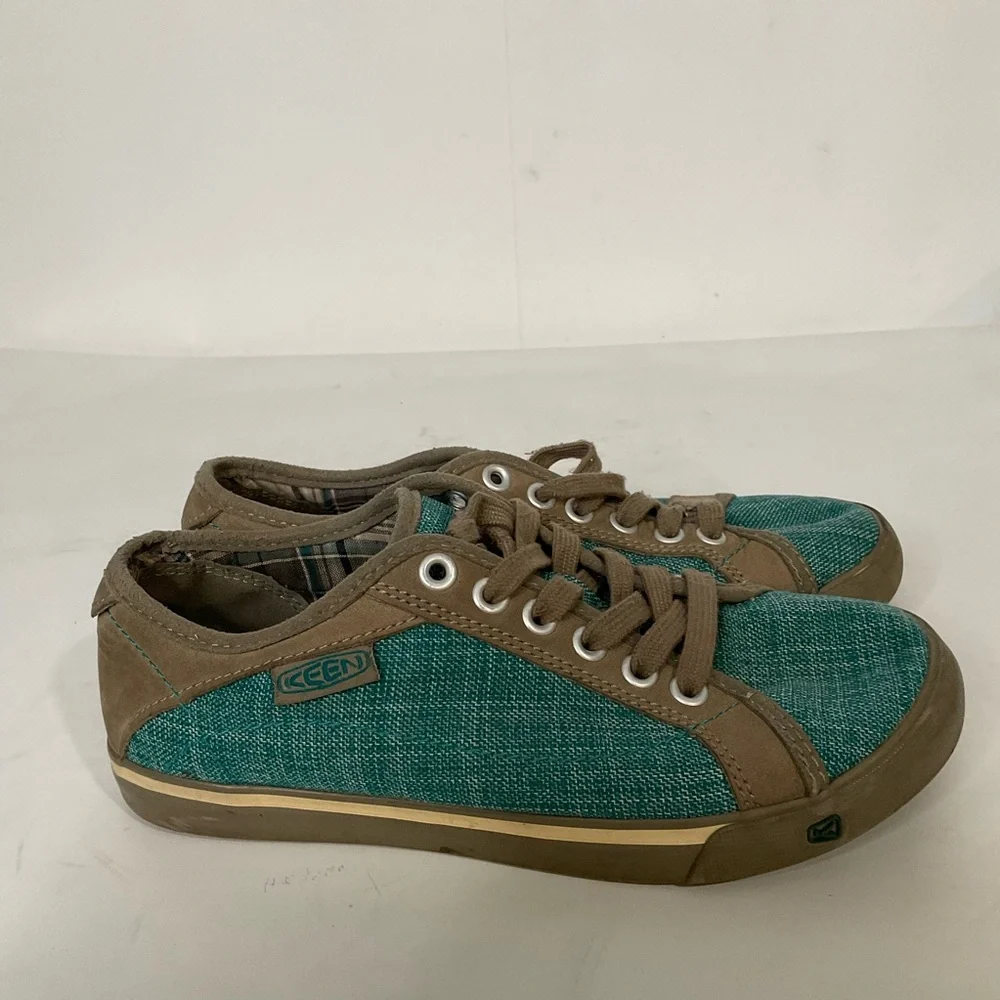 KEEN Arcata Teal & Brown Canvas Lace-Up Sneakers